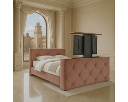 Boxspring Ferrera met voetbord TV-lift 180x200 cm Cognac