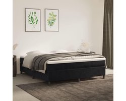 Boxspring frame - Bedframe gestoffeerd - Slaapcomfort verbeteren - Zacht velours materiaal - 180x200cm - Zwart