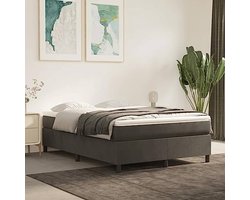 Boxspring Frame - Bedombouw - Slaapkamer Inrichting - Zachte Velours Stof - 140x200 cm - Donkergrijs