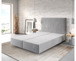 Boxspring frame Dream-Well Grijs 140x200 cm Mikrofaser Beddengoed