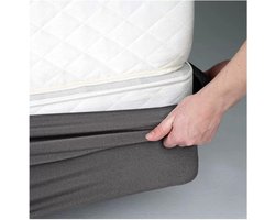 Boxspring hoes - Bedrok - Bed opmaken - 4-zijdig stretch - Queen 180x200 - Donkergrijs