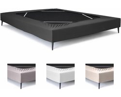 Boxspring Hoes - Bedrok Elastisch - Slaapkamer Decoratie - Jersey Stretch Stof - 140x200 cm - Grijs
