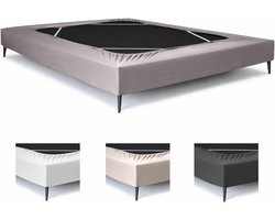 Boxspring Hoes - Bedrok Elastisch - Slaapkamer Decoratie - Jersey Stretch Stof - 140x200 cm - Lichtgrijs