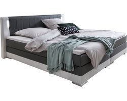 Boxspring Isolde Grijs - Kunstleer - 180x200cm - Hoogte 100 cm