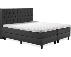 Boxspring Luxe 120x210 Capiton Antraciet Lederlook