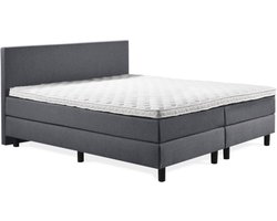 Boxspring Luxe 120x210 Glad Antraciet Lederlook