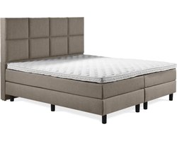 Boxspring Luxe 160x200 8 vlaks Taupe Lederlook
