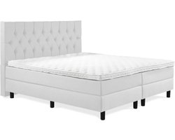 Boxspring Luxe 160x200 Capiton Wit Lederlook