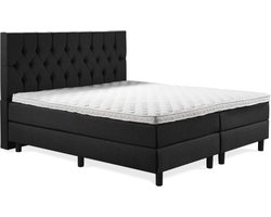 Boxspring Luxe 160x200 Capiton Zwart Lederlook