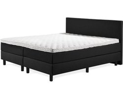 Boxspring Luxe 160x200 Glad Zwart Lederlook