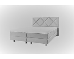 Boxspring Luxe 160x200 Ruiten Wit Lederlook