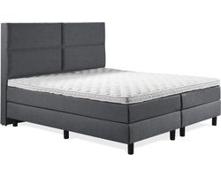 Boxspring Luxe 180x200 4 vlaks Antraciet Lederlook