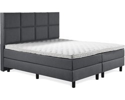 Boxspring Luxe 180x200 8 vlaks Antraciet Lederlook