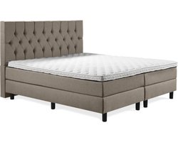 Boxspring Luxe 180x220 Capiton Taupe Lederlook