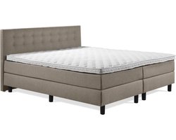 Boxspring Luxe 180x220 Knopen Taupe Lederlook