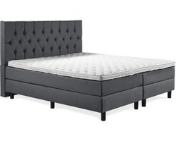 Boxspring Luxe 200x220 Capiton Antraciet Lederlook