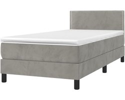 Boxspring met Matras - Bed met opbergruimte - Ontspannen slapen - Hoogte verstelbaar hoofdeinde - 100x200 cm - Lichtgrijs