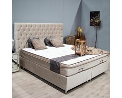 Boxspring met opbergruimte - 180x200 cm - opberg bed Country - velvet beige - AANBIEDING