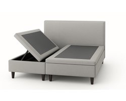 Boxspring met Opbergruimte & Hoofdbord – Zonder Matras (ALLE MATEN VERKRIJGBAAR) - 130x200 (Ook verkrijgbaar inclusief matras) + (Verkrijgbaar in Zwart, Antraciet, Licht Grijs en Beige)