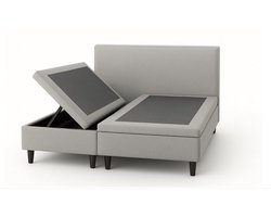 Boxspring met Opbergruimte & Hoofdbord – Zonder Matras (ALLE MATEN VERKRIJGBAAR) - 90x200 (Ook verkrijgbaar inclusief matras) + (Verkrijgbaar in Zwart, Antraciet, Licht Grijs en Beige)