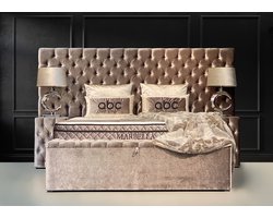 Boxspring met opbergruimte ▶ Opberg Boxspring Marbella  ◀ compleet boxspring - 160x200  - 1x Nachtkasje 1x voetbank