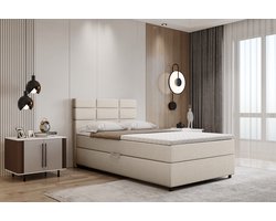 Boxspring met opbergruimte Reve 120 x 200 cm tweepersoons -Inclusief Topper- Beige