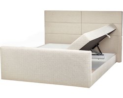 Boxspring met opbergruimte Stof ARISTOCRAT 180 x 200 cm Lichtbeige