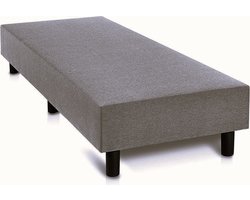 Boxspring Otto lederlook antraciet 90x190 zonder matras, zonder hoofdboord en zonder topper.