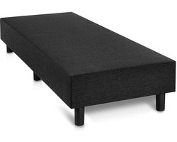 Boxspring Otto lederlook zwart 90x210 zonder matras, zonder hoofdboord en zonder topper.