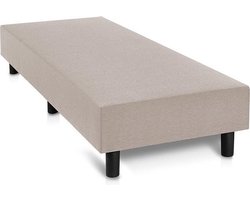 Boxspring Otto taupe lederlook 110x190 zonder matras, zonder hoofdboord en zonder topper.