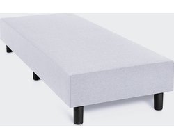 Boxspring Otto wit lederlook 90x190 zonder matras, zonder hoofdboord en zonder topper.