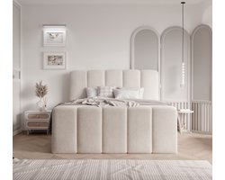 boxspring peru- 180x200cm- taupe teddystof- met matras en opbergruimte - met topper 4cm