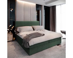 Boxspring PISA 180x200 cm met matras en topper, bedkasten - Groen