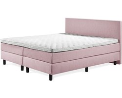 Boxspring Praag 2.0 - 160x210 cm - Compleet met matrassen en topmatras - Kleur: roze