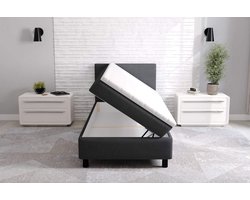 boxspring promo- 90x200cm- zwart stof- met opbergruimte- met matras en topper- zetelsenbedden