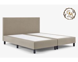 Boxspring SleepEase - 140x200 Zonder matras - Beige Glad - Golden Matrassen Zeeland