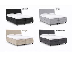 Boxspring SleepEase - 160x220 Compleet - Antraciet Glad - Golden Matrassen Zeeland