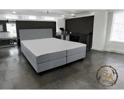 Boxspring SleepEase - 160x220 Compleet - Grijs Glad - Golden Matrassen Zeeland