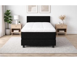 Boxspring SleepEase - 90x200 Compleet - Zwart Glad - Golden Matrassen Zeeland