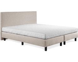 Boxspring Sofia Luxe 140x190 inc wit matras glad hoofdbord Beige