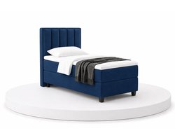 Boxspring Soloo - 90x200 Compleet - Eenpersoons bed - Blauw - Puntrust Bedden