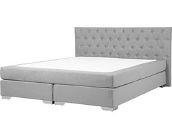 Boxspring Stof DUCHESS 160 x 200 cm Lichtgrijs