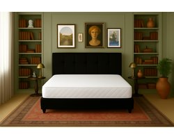 Boxspring Torino Vlak 160x200 cm Luxe Pocketvering Stof zwart Gratis 2x Hoofdkussens