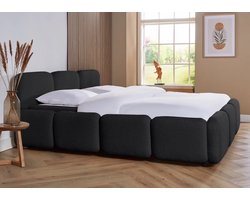 Boxspring Turijn - 140 x 200 cm - Grijs - met gratis topper en 2 gratis kussens!