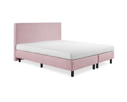 Boxspring Vendita vlak 120x200 cm Luxe Pocketvering Stof roze Gratis 2x Hoofdkussens