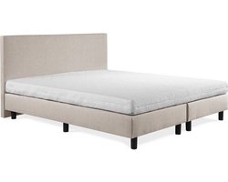 Boxspring Vendita vlak 130x200 cm Luxe Pocketvering Stof beige Gratis 2x Hoofdkussens