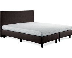 Boxspring Vendita vlak 130x200 cm Luxe Pocketvering Stof bruin Gratis 2x Hoofdkussens