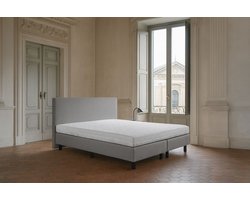 Boxspring Vendita vlak 150x200 cm Luxe Pocketvering Stof grijs Gratis 2x Hoofdkussens