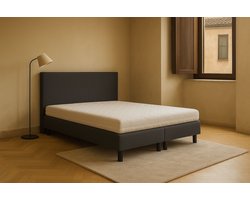 Boxspring Vendita vlak 180x210 cm Luxe Pocketvering Stof antraciet Gratis 2x Hoofdkussens