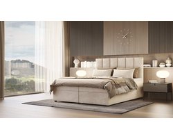 boxspring venus- 160x200cm- roze velvet- compleet bed met opbergruimte- inclusief comfortschuim topper 4cm-